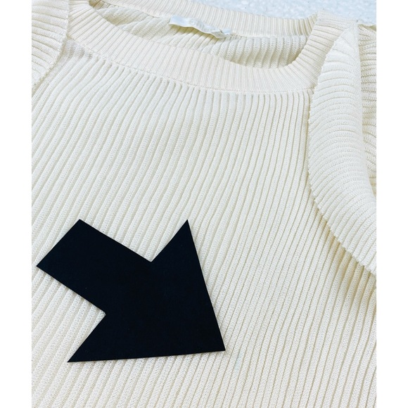 CHLOÉ • Cream Ribbed Ruffle Long Sleeve Silk-Blend Sweater - Picture 15 of 16